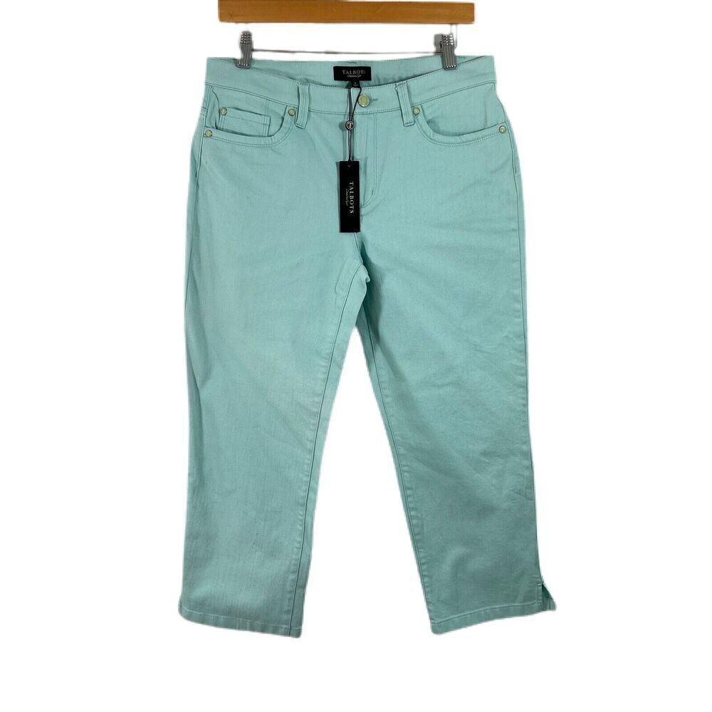Talbots Pants Women's Sz 6 Flawless Slim Ankle Classic Denim Aqua Blue NWT